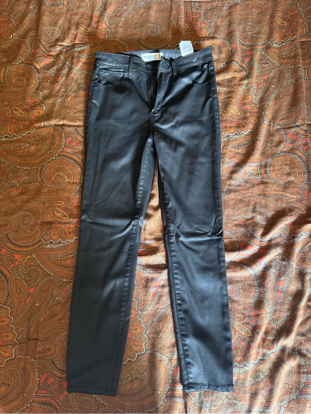 Abercrombie & Fitch Black Super Skinny Pleather Ankle Jeans